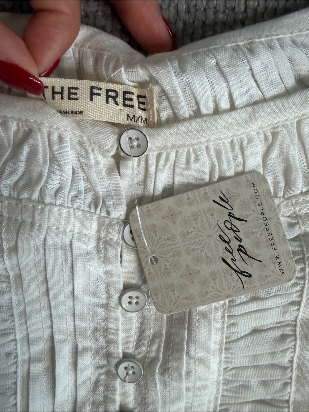 FREE PEOPLE Fayre Midi Tunic Dress Ivory Cottagecore Boho NWT Size M - Picture 14 of 16
